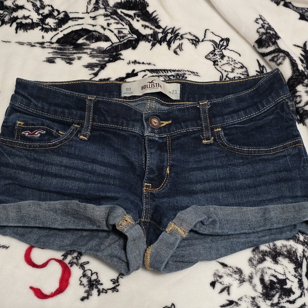Hollister Low Rise Dark Blue Denim Shorts
